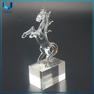 Available Stock Crystal horse Trophy, Customized sublimation logo souvenir blank crystal 3d horse Trophy