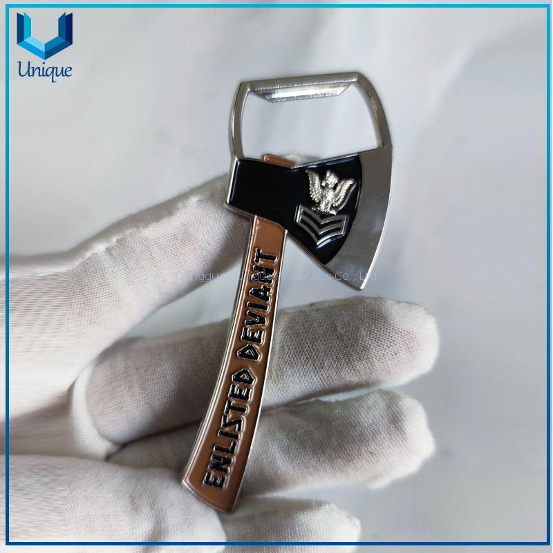 Custom Design Unique Shape Challenge Coin, 3D Axe Commemorative Bottle Opener Coin