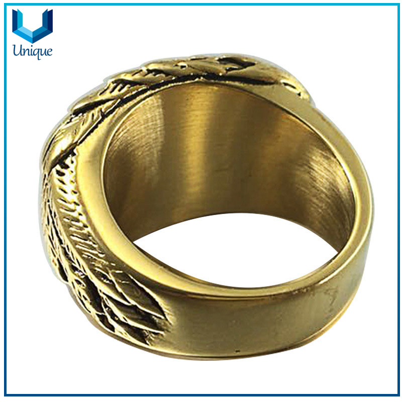 Free riding ring men's motorcycle ring black engraved eagle beak and stars and stripes pattern punk jewelry