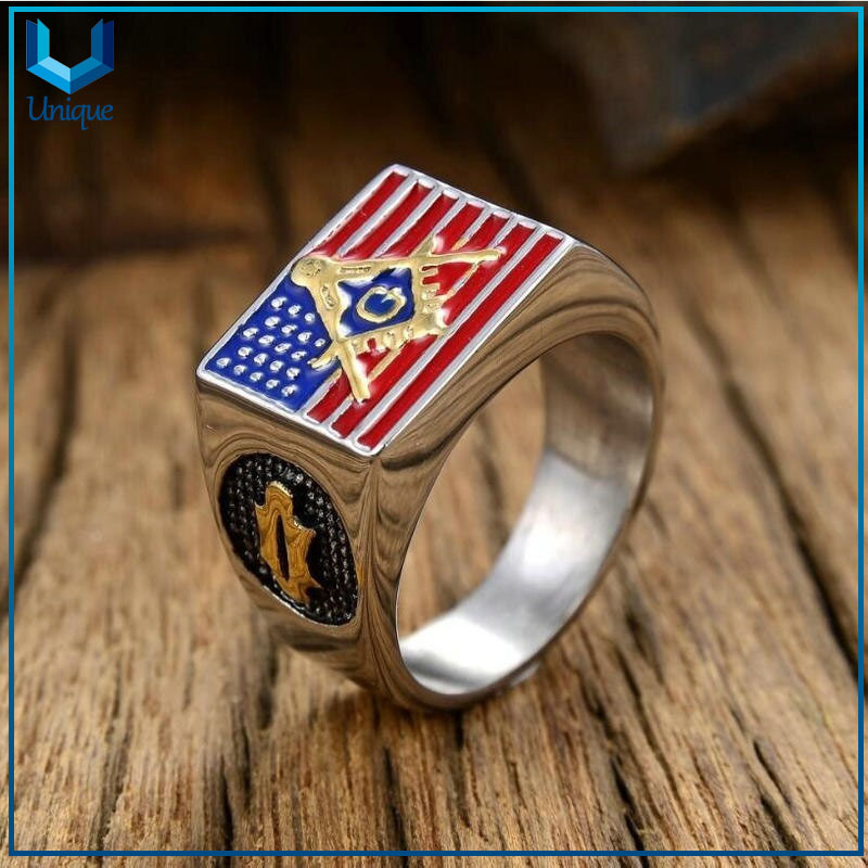 stainless steel ring for men silver masonic wedding punk party fashion wholesale custom freemason ring