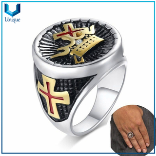 manufacturers wholesale new hot selling punk Templar Cross crown ring steel men's Ring