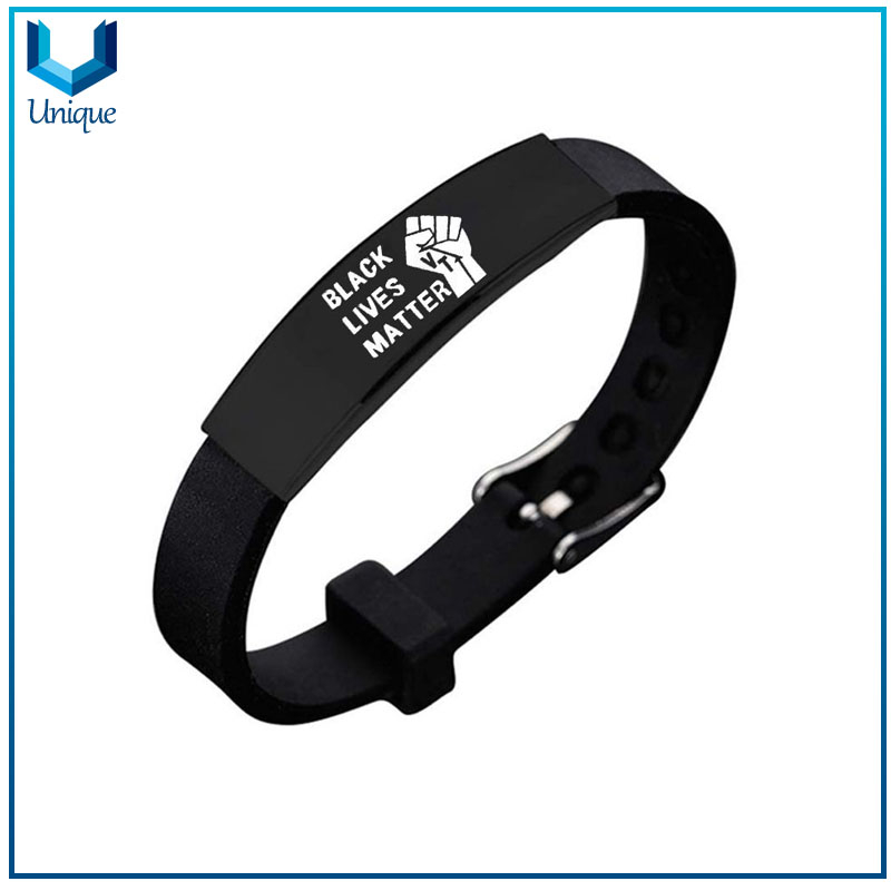 adjustable wristband silicone bracelets personalized custom engraving BLACK LIVES MATTER bracelets for men