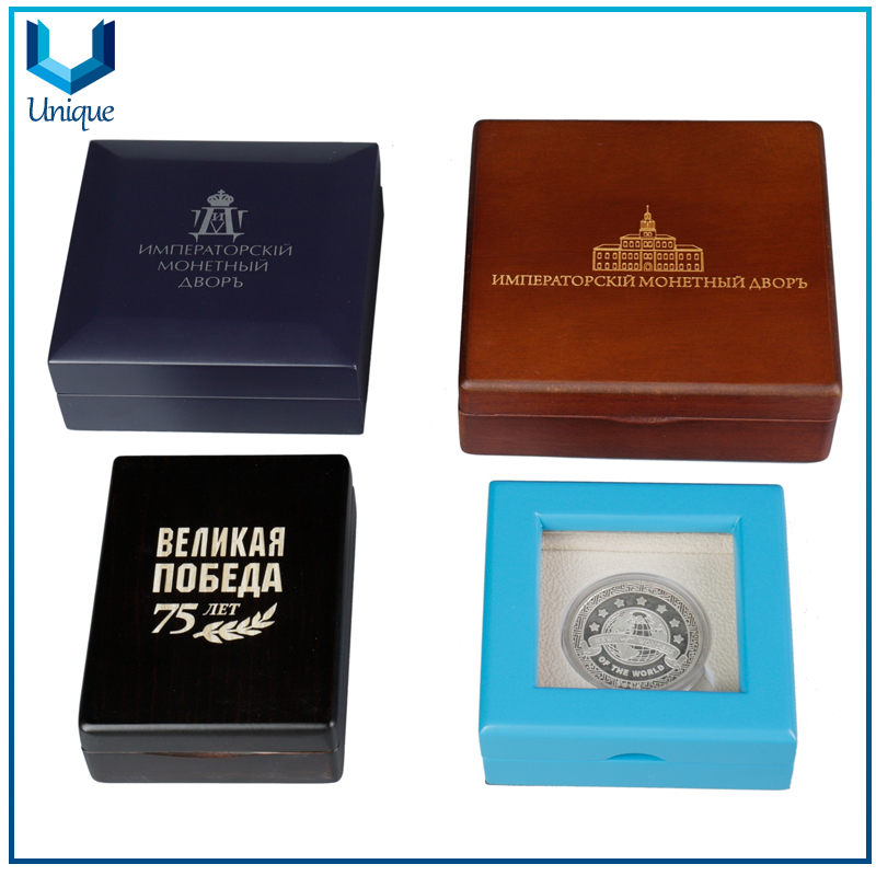 001-04Factory custom size solid wood medal display case wooden souvenir coin box-4