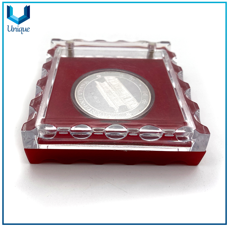wholesale custom coin plastic acrylic display case card box clear small acrylic jewelry coins storage gift box