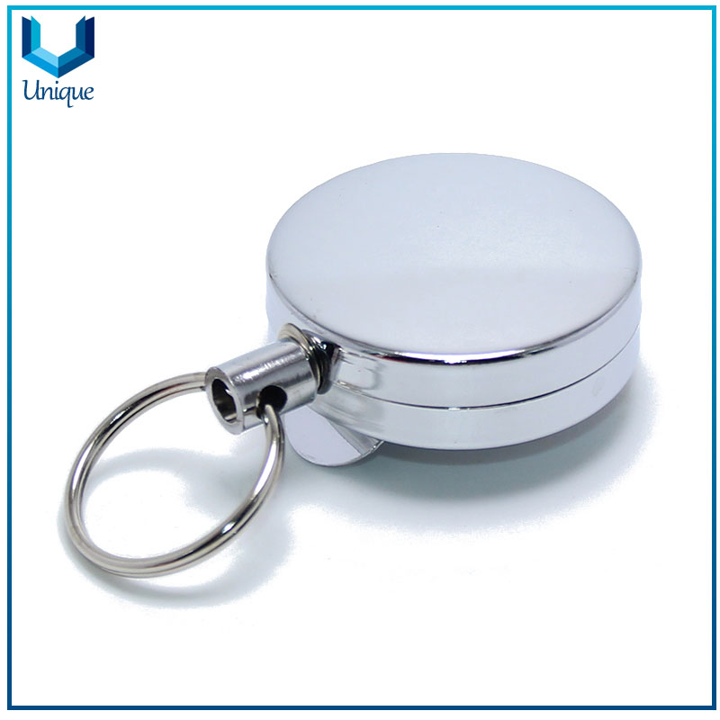 Stainless Steel Round Pass ID Card Badge Holder Reel Pull Key Name Tag Card Holders Recoil Reels Metal Retractable Badge Holder