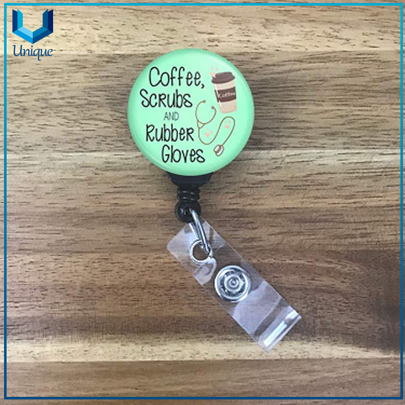  new coffee scrubs id wallet porte badge tag nurses 36 inch cord swing clip retractable badge reel