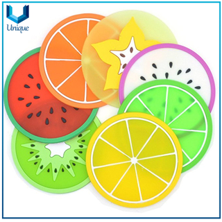 Fruit Design Cup Mat Table Placemat Silicone Rubber Coasters, Custom 2D soft pvc rubber customized coasters Fruit Design Cup Mat