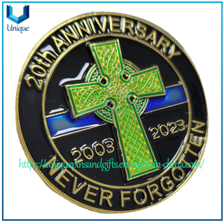 Custom Double Sided 3D Gold Plated, Cross, Shield,Challenge Coin