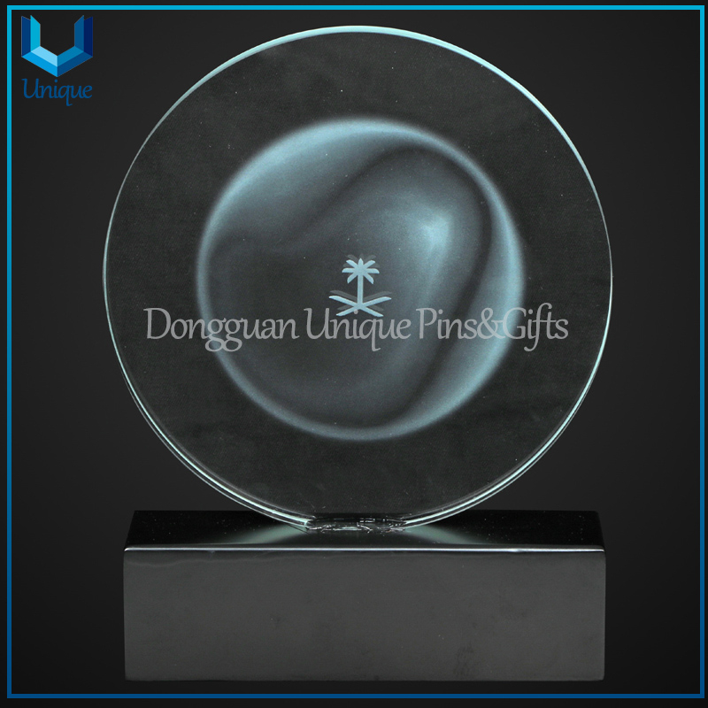 Sublimation Engraving Logo Crystal Wedding Souvenir Trophy,Customize Award Trophy with Wooden Base