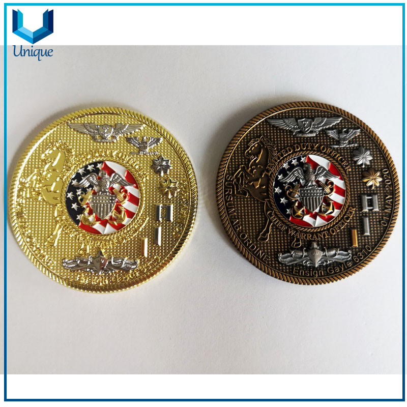 Customize Design Challenge Coin, 3D Chief Officer Coin, Zinc Alloy Souvenir Medal coin in Two Tone in Antique Gold + Antique Nickel plating