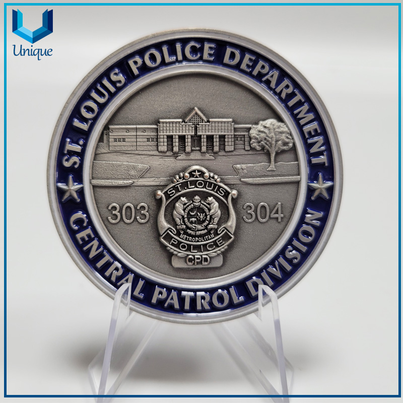 Custom design USA ST louis 3D Antique silver Challenge Commemorative Police coin-3