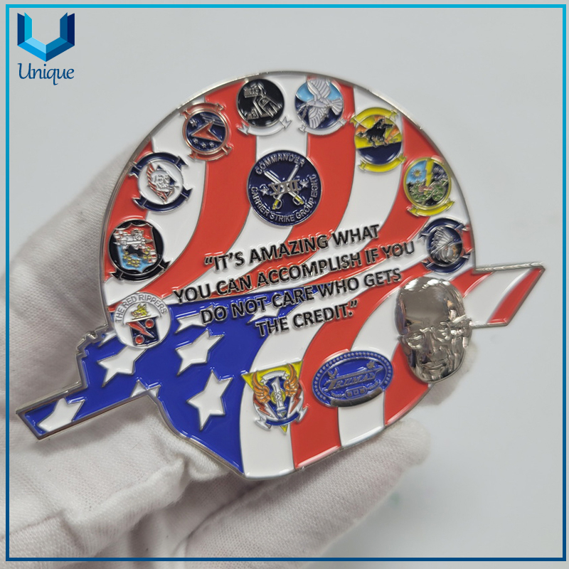 Custom 3D USA Naavy NATO Navy fist Unique Design Nickel Challenge Coin with USA Flag