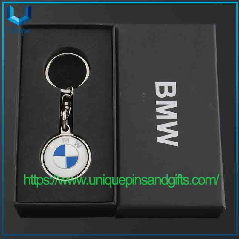 Single-sided Enamel Volkswagen Mercedes-Benz Audi Car Logo Metal Keychain, Circle Chain Link Pendants
