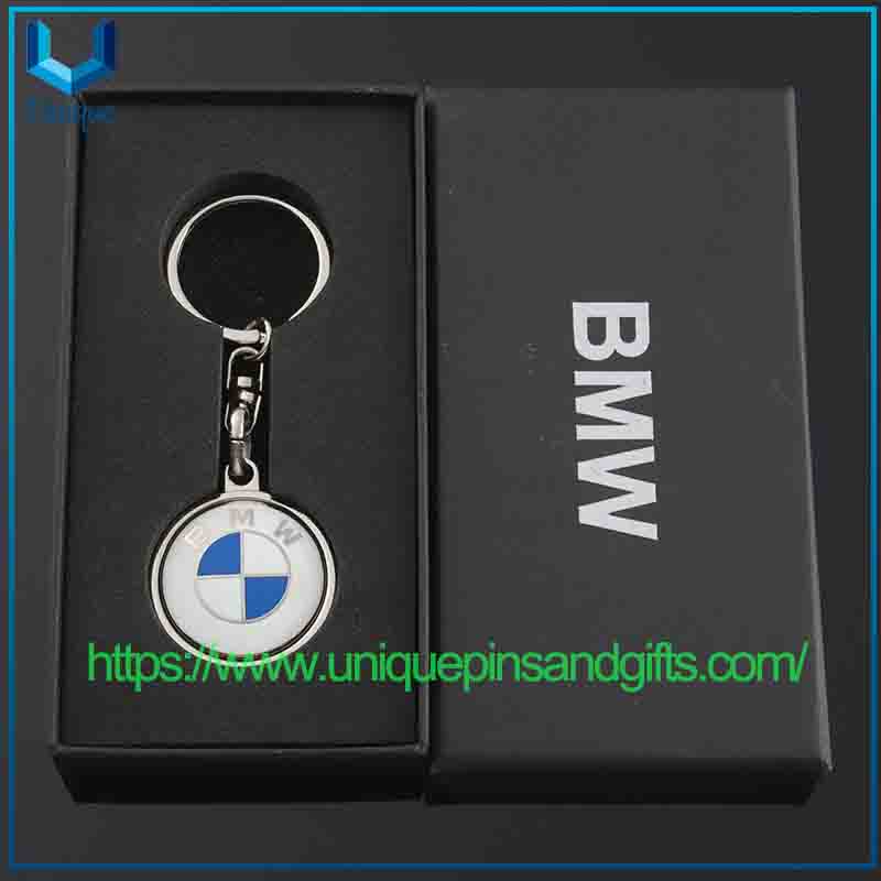 Single-sided Enamel Volkswagen Mercedes-Benz Audi Car Logo Metal Keychain, Circle Chain Link Pendants