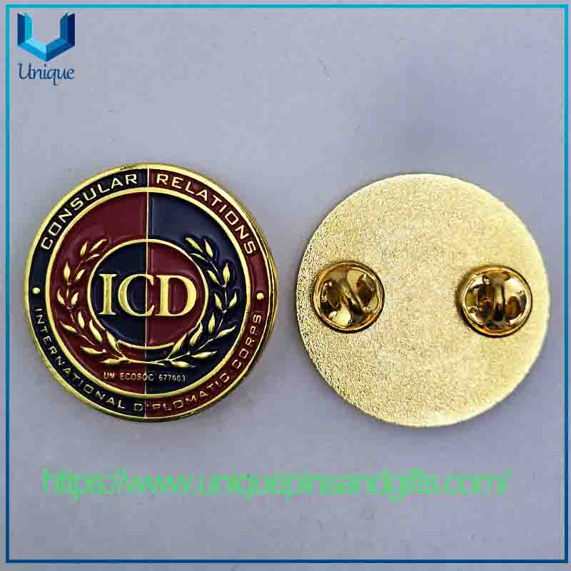 Custom Metal 3D Lapel Pin Brooch CHPLAINS AMBASSADORES OF INTERNATIONAL PEACE Emblem Brooch Badge with Butterfly Clasp