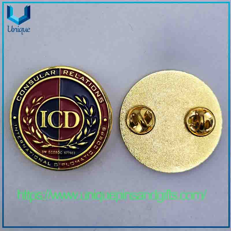 Custom Metal 3D Lapel Pin Brooch CHPLAINS AMBASSADORES OF INTERNATIONAL PEACE Emblem Brooch Badge with Butterfly Clasp