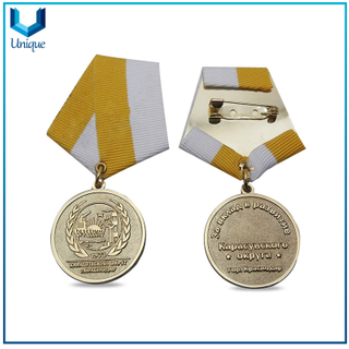 Wholesale Custom Metal ArmyStyle Military Medals, Racing Award Medal with Ribbon / Safety Pin in Wearing Style