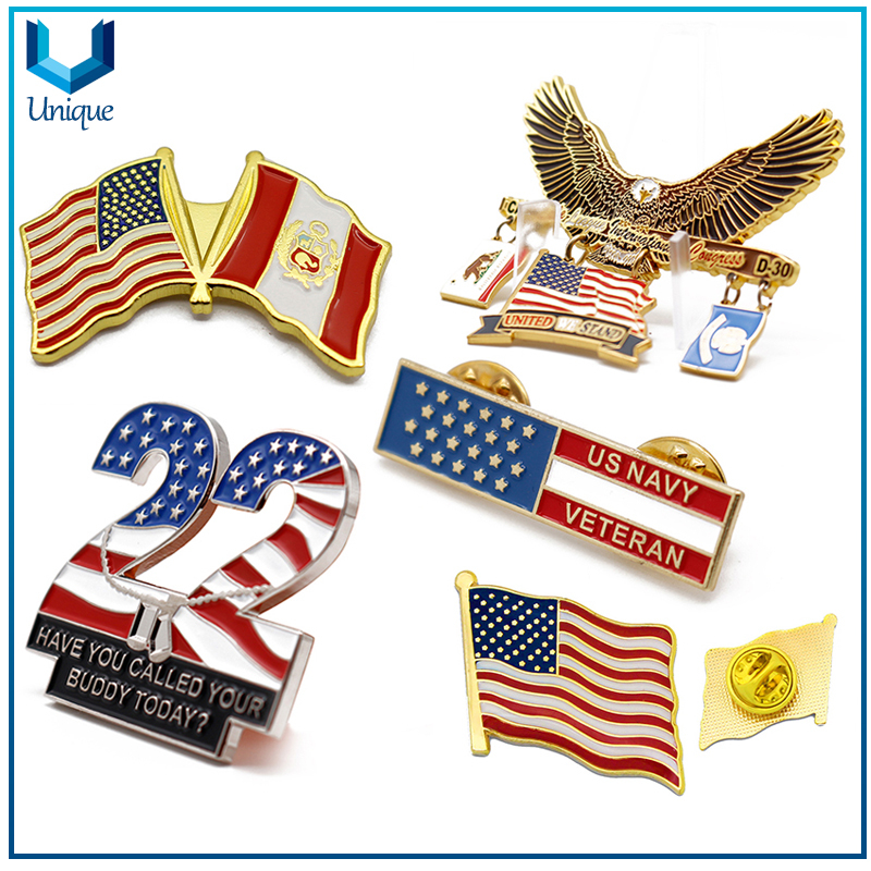 Die Struck Iron Lapel Pin, Gold Flag Pins, Enamel Dual Flag Lapel Pin, Double Flag Pins, Customize Lapel Pin Factory