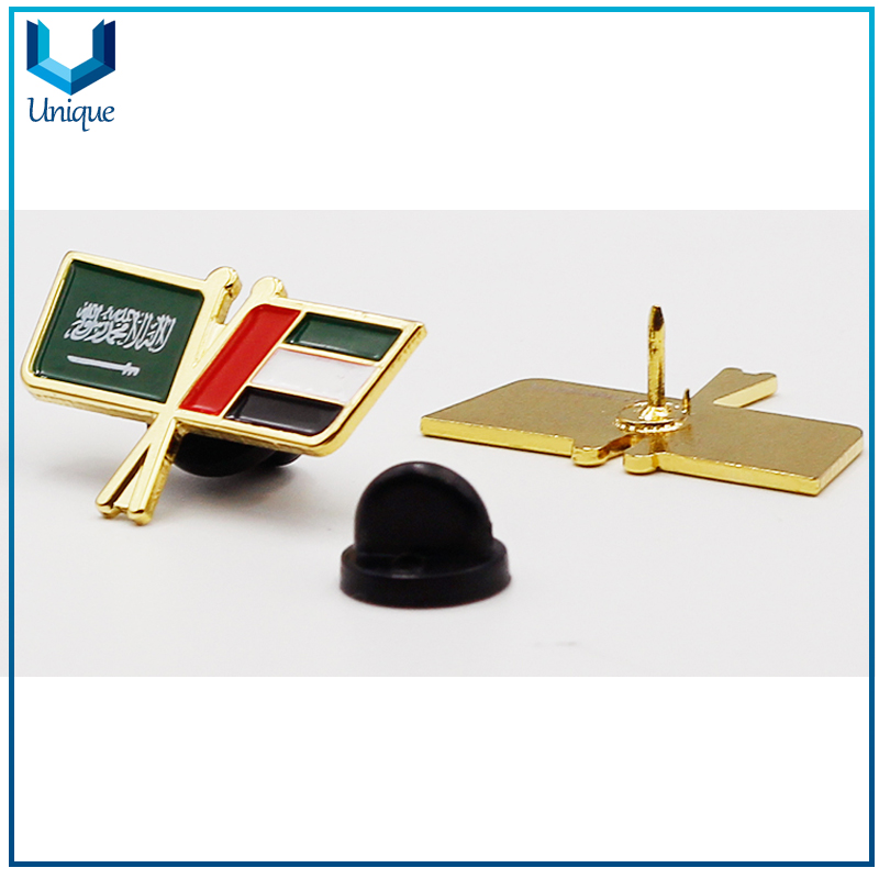 Custom Metal Crafts, Hat Decoration Flag Pin, Club National Flag Pin, Garment Pin,University Flag Pin,enamel double Flag Badge,Football Team Pin, Bullion Security Badge