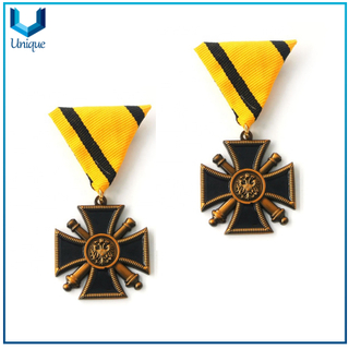 Antique Gold Plating 3D Medal, Military Medal Plaque, Customize Design Medal Trophy W/ Safety Pin for Wearing