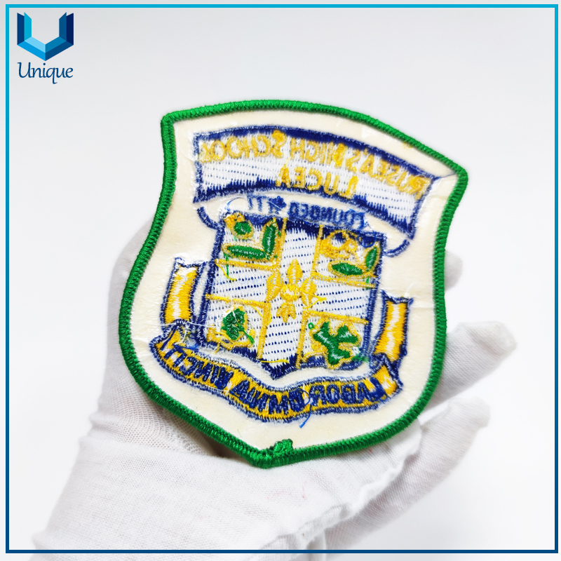 Cheap Fashion Design Iron on High Quality Wholesale Badge Custom High Frequence badge， high quality low price PVC hot melt Patch for garment，Custom Embroidered seal