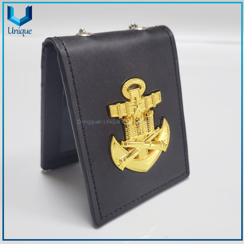 Police badge leather case, Leather cover /3D gold / Silver Ecuador Police Badge w/ Genuine Leather Holder+Ball Chain,Police Emblem, Seuvenir Coin Badge