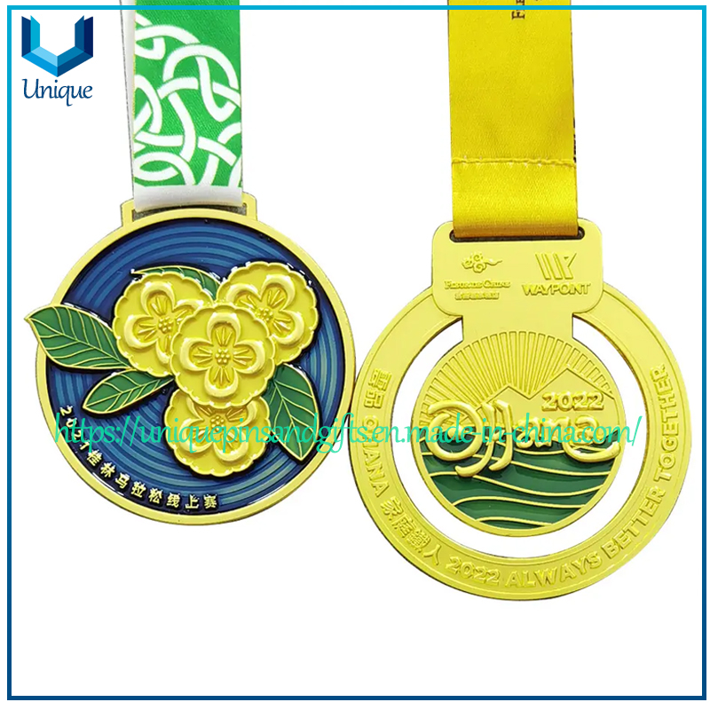 Custom 3D Gymnast Football Soccer Running Finisher Run Champion Custom Sport Metal Alloy Enamel Logo Marathon Competition Medallas Awards Medals with Ribbons