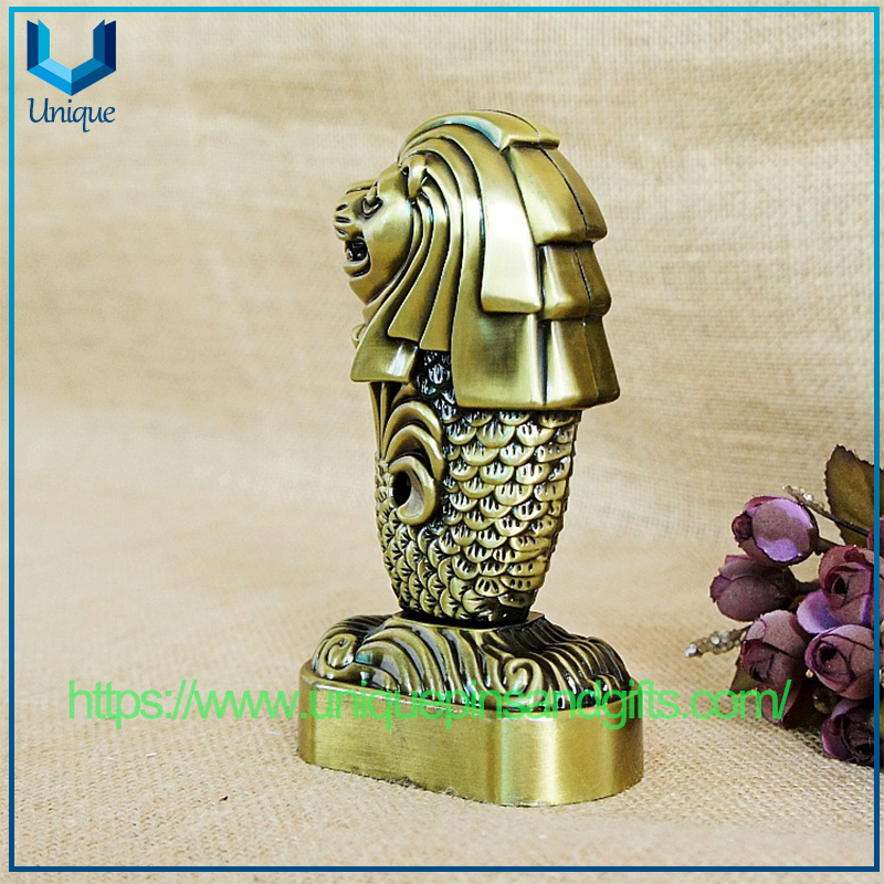 Creative Singapore Tourist Souvenirs Metal Handicraft Merlion Model Ornaments Home Decoration Merlion Figurines