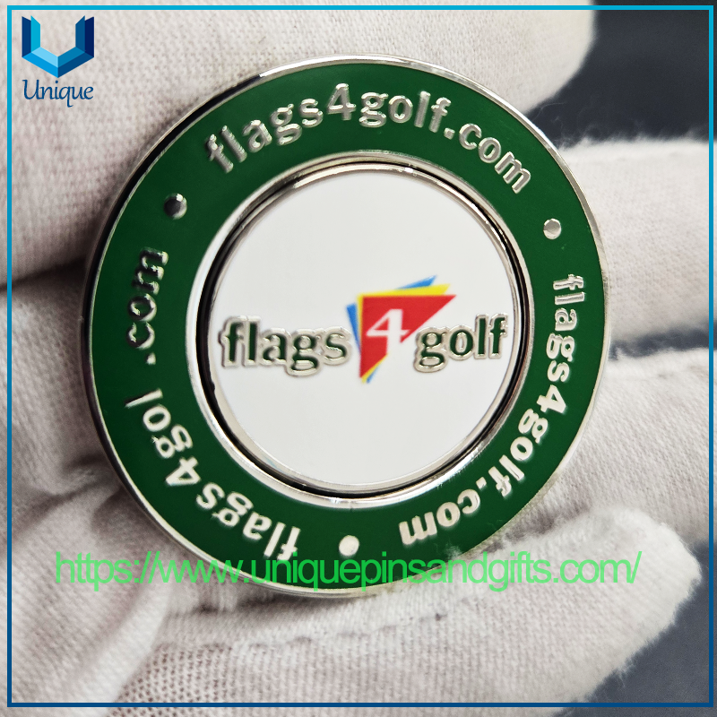 Custom Logo Metal Golf Ball Marker & Flexi Clip Golf Accessories