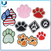 Flag Badge, Dog Footprint Embroidery Label, Cartoon Embroidery Patch for Garment Accessories, Woven Label for Decoaration