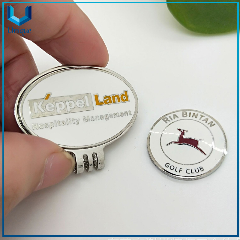 High Quality Golf Accessories, Hard Enamel Golf Ballmarker with Logo+Ball Marker in Set, Customize Soft Cloisonne Golf Metal Cap Clip+ Ballmarkers
