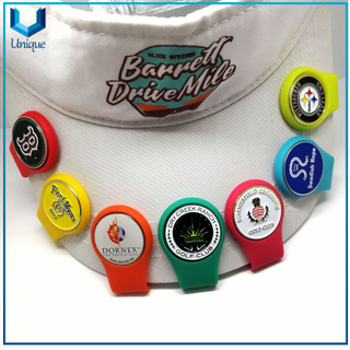Available stock Silicone Golf Hatclip with Customize Golf Ballmarker in Set, ECO Friendly Multiple Color Soft Silicone Hatclip for Promotional Gifts