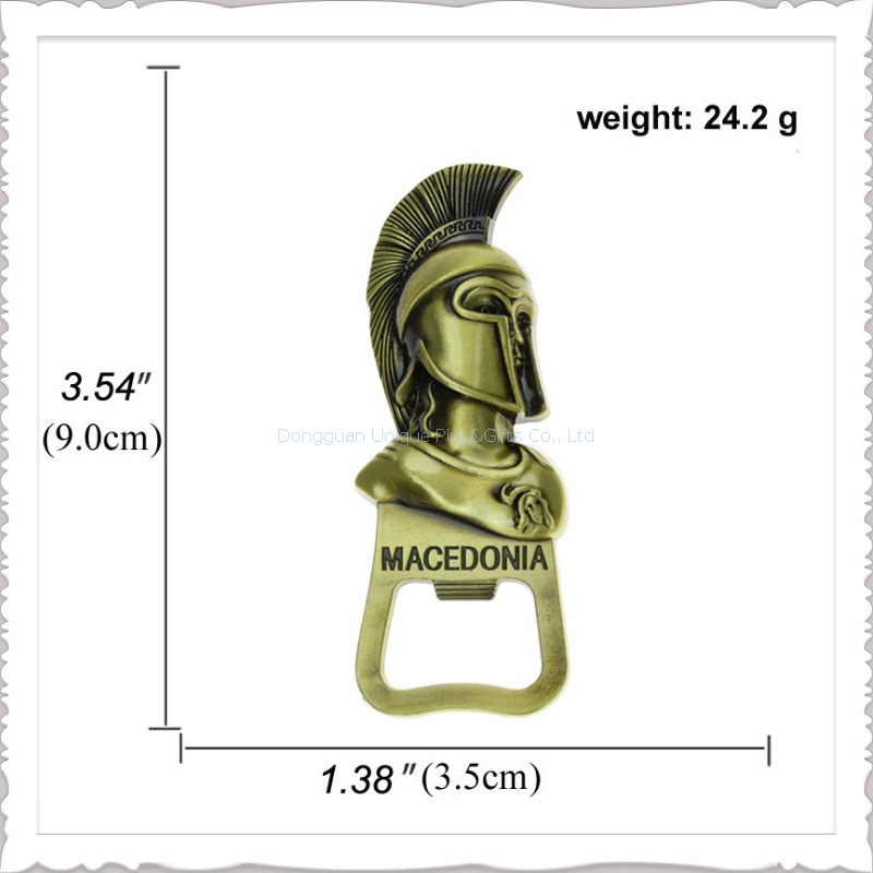 90mm Die Cast Zinc Alloy 3D Bottle Opener,Egypt /Sweden Fashion Metal Bottle Opener with Manget in Antique Brass Plating
