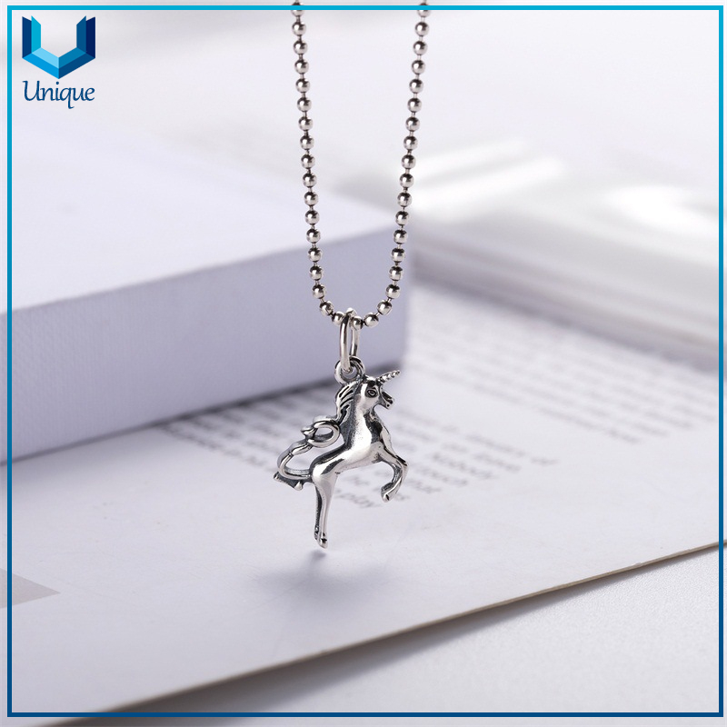 Custom High Quality 925 Silver Unicorn Necklace pendant, Factory Wholesale gold Rhodium plated 925 silver pendant Necklace