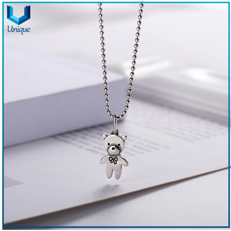 Vintage 925 silver pendant set, Neckalce+Teddy Bear Pendant+Coin +Charming in Custom Design for Wholesale