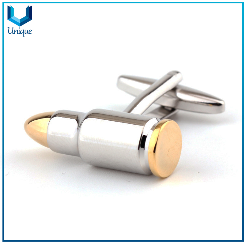 Customize Metal Crafts Factory, Wholesale 3D Bullet Cufflink, Military Cufflink, Two Tone Plating Police Cufflink for Souvenir Gifts