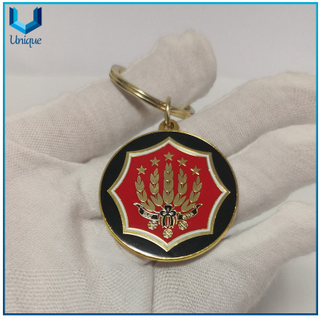 Customize High Quality Hard Enamel Metal Keychain, Fashion Gold Medallion with Keyring for Decoration Gifts