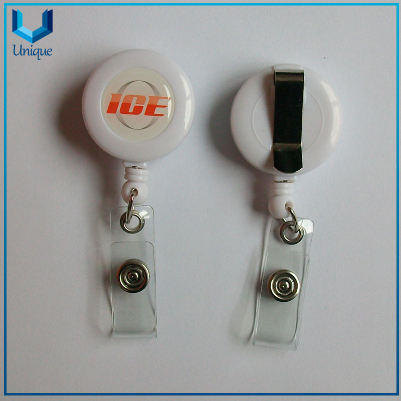 Customize Plastic Badge Reel with Keychain, Custom Printing Logo with Epoxy Badge Reel with Belt and keyring for Corporate Office stationery