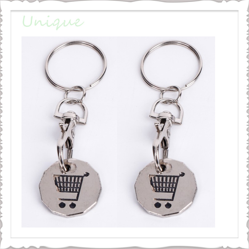 Die Struck Iron Soft Enamel Trolley Token Coin Keychain, Metal Token Coin for Trolley Cart as Best Promotional gifts