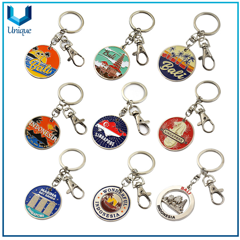 Metal Keychain with Printing Trolley Lock Token Coin, Customze Logo Token coin Keyring for Promotional Gifts