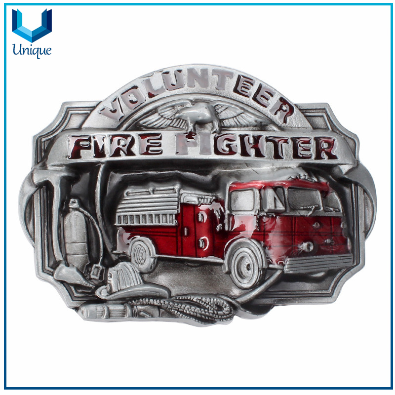Customize Design Metal Buckle, Firefighter Metal Buckle for Souvenir Promotion Gifts, 3D Antique Plating Heavy Duty Belt Buckle