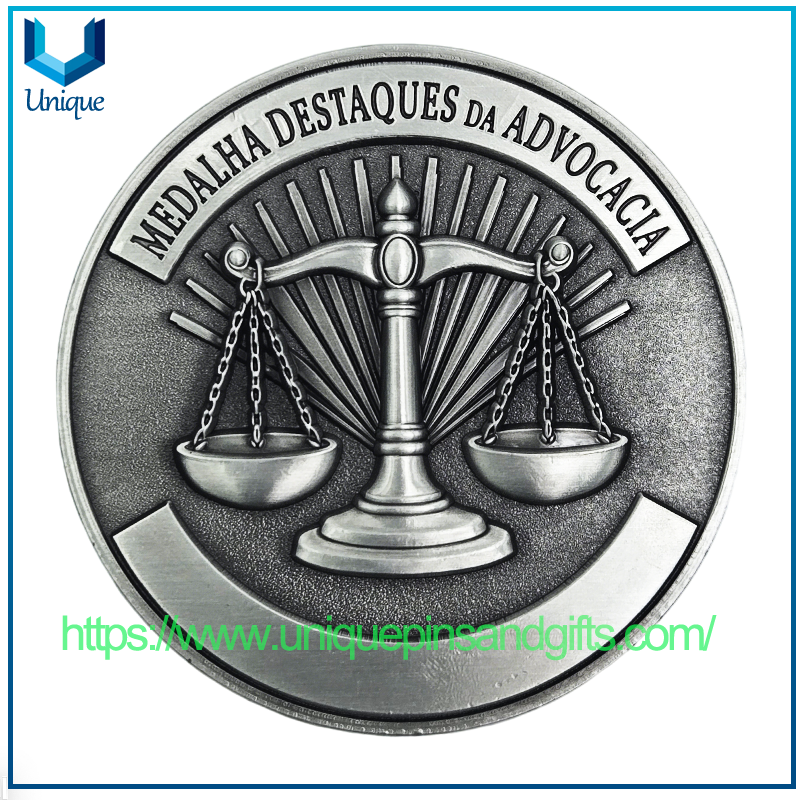 Custom Brazil 3D Antique Plating 2” Outstanding Lawyer Award Medal Honor Coin