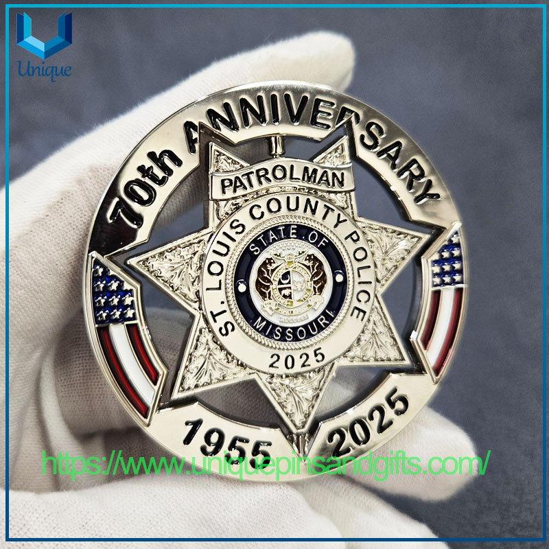 Custom Cast 3D Metal Medallion Metal Coin Souvenir Coins Shiny Gold Anniversary Patrolman Vortical Commemorative Coin