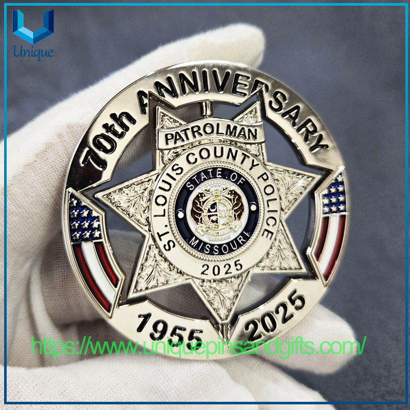 Custom Cast 3D Metal Medallion Metal Coin Souvenir Coins Shiny Gold Anniversary Patrolman Vortical Commemorative Coin