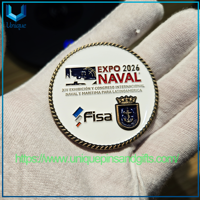 Custom Design High Quality 3D Metal Commemorative Coins EXPO 2026 NAVAL FISA Naval Coins