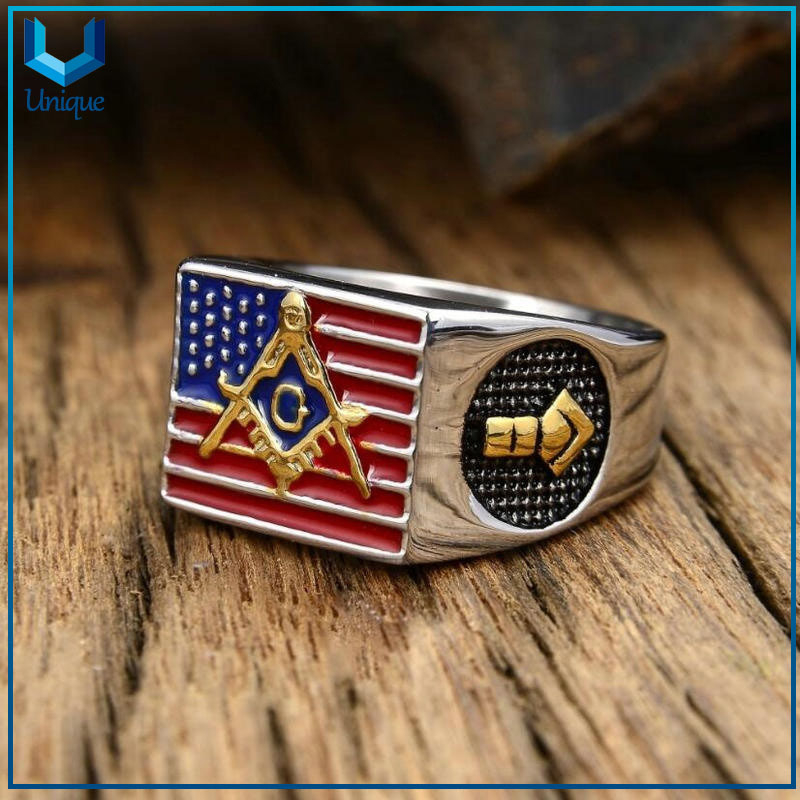 stainless steel ring for men silver masonic wedding punk party fashion wholesale custom freemason ring