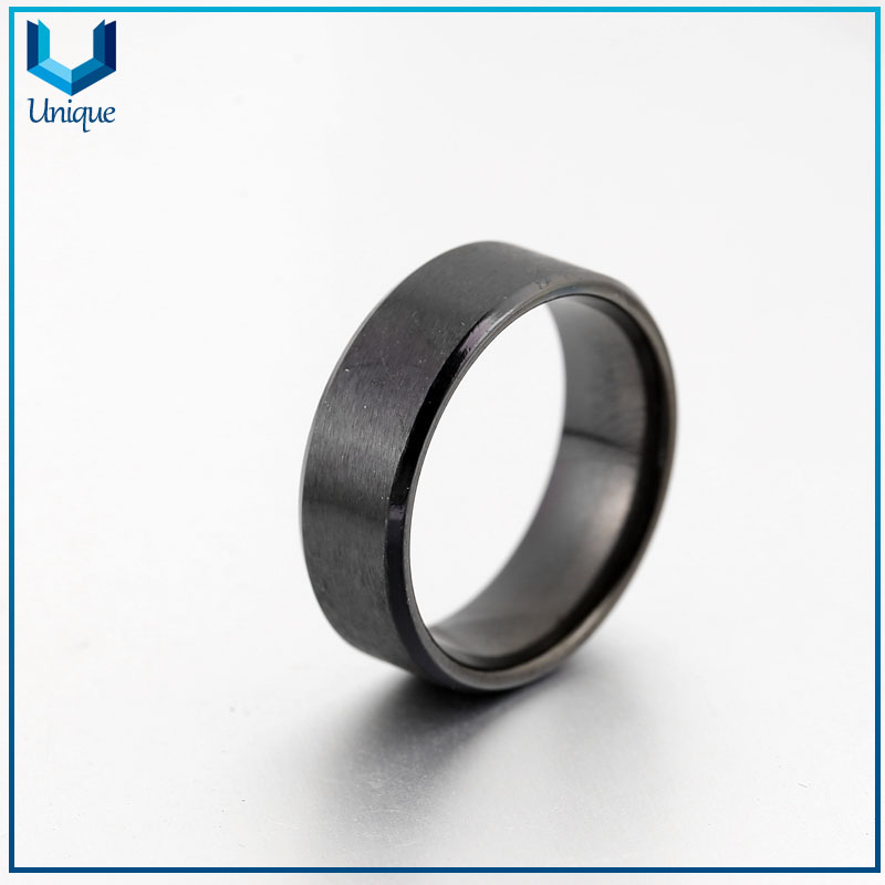 Hot sale promotions 8 MM width gold silver black blue stainless steel ring for women men