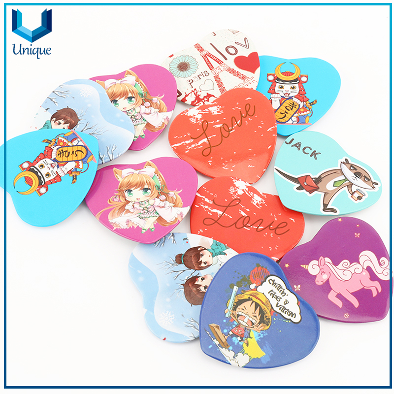 VOGRACE fashion OEM cheap logo custom cartoon anime heart button wholesale plastic tinplate badge buttons with safety pin