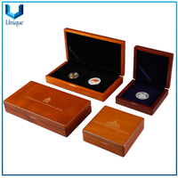 Factory custom size solid wood medal display case wooden souvenir coin box