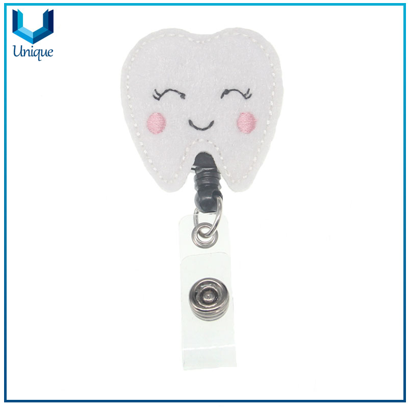 Custom Retractable Felt Nurse ID Badge Reel With Alligator Clip For Nurse Accessories